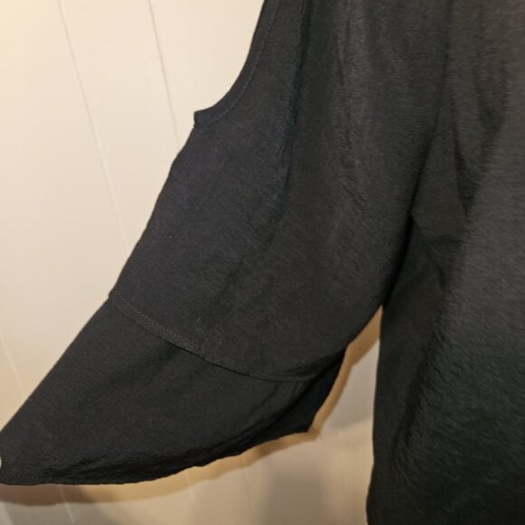 * STUDIO 1886 Black Tiered Open Sleeve Pullover Peasant Top Ladies Large 12-14 - Picture 5 of 5